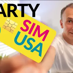 Co to jest karta SIM? Żółta karta SIM USA z napisem "SIM USA" i złotym chipem. Obok duży niebieski znak zapytania.