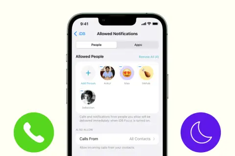 Ustawienia powiadomień na iPhonie, aby skonfigurować, jak włączyć tryb skupienia iPhone i kto może się z Tobą kontaktować.