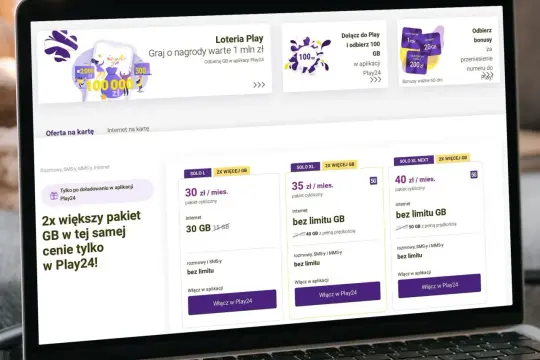 Oferta Play: pakiet solo play z nielimitowanymi rozmowami i SMS-ami. Wybierz 30 GB za 30 zł, bez limitu GB za 35 zł lub 50 GB za 40 zł.