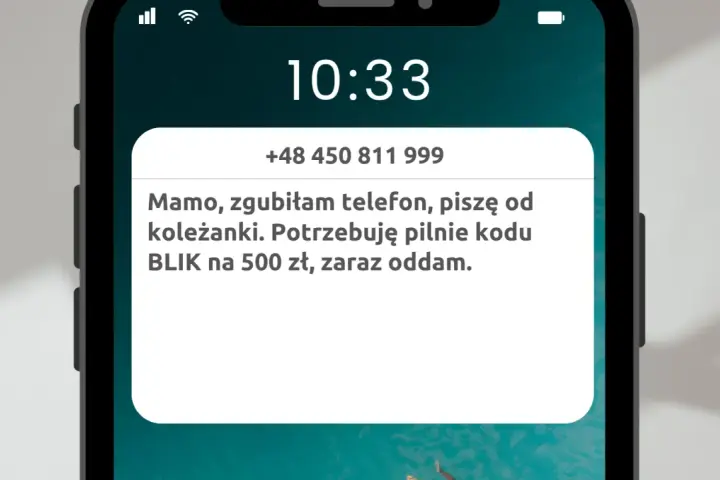 Oszustwo na BLIK: "Mamo, zgubiłam telefon, piszę od koleżanki. Potrzebuję pilnie kodu BLIK na 500 zł, zaraz oddam." To przykład spoofingu.