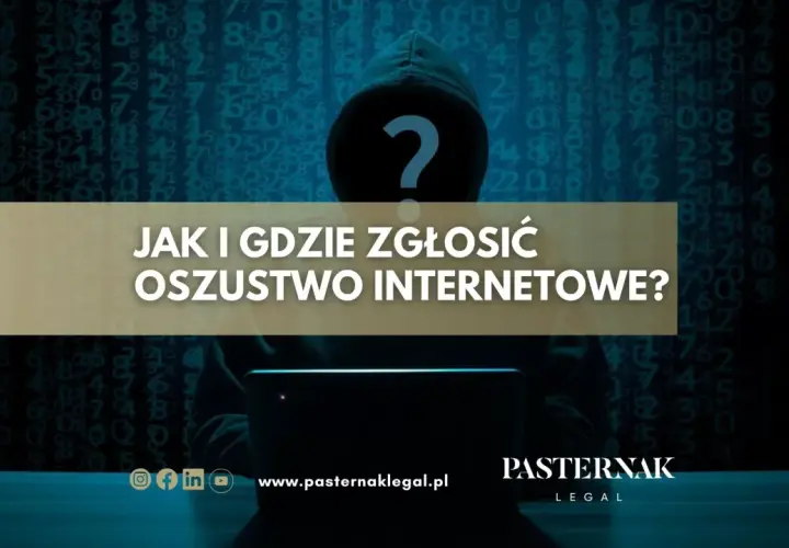 Sylwetka hakera z pytajnikiem na twarzy. Tekst: "Jak i gdzie zgłosić oszustwo internetowe?". Dowiedz się, gdzie zgłosić oszustwo internetowe.