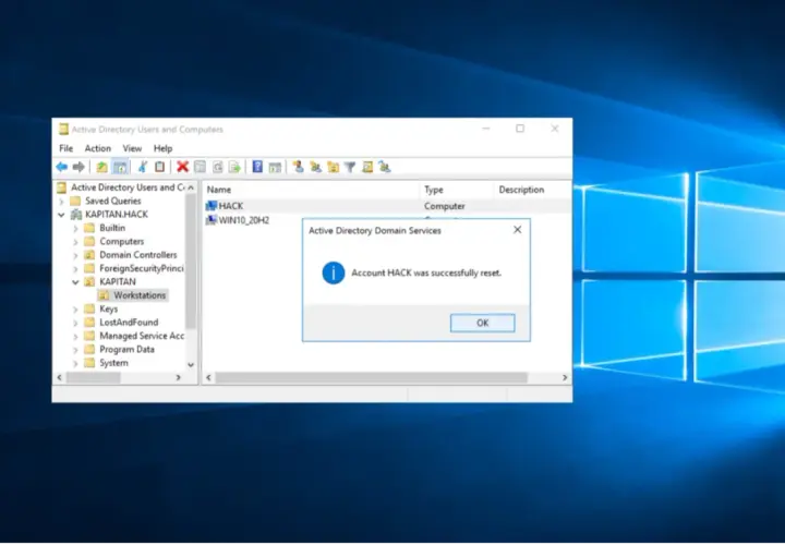 Komunikat "Account HACK was successfully reset" w Active Directory. Czy to backdoor?