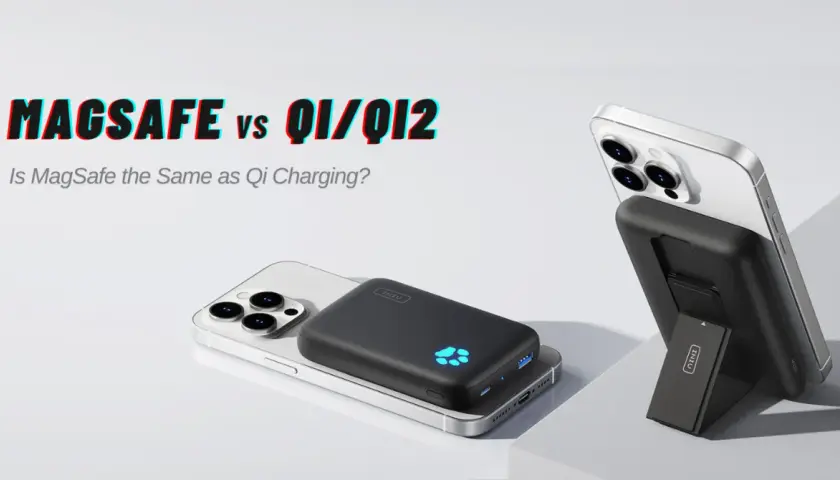 Dwa iPhone'y 13 z akcesoriami do ładowania. Czy iPhone 13 ma ładowanie indukcyjne? Tak, obsługuje MagSafe i ładowanie Qi.