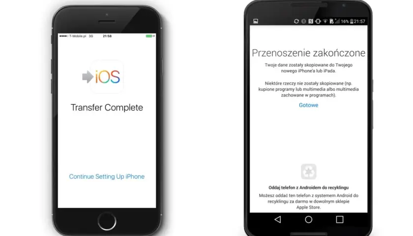 Przenoszenie zakończone na iPhonie. Jak przenieść kontakty z Androida na iPhone? Dane skopiowane, gotowe do dalszej konfiguracji.