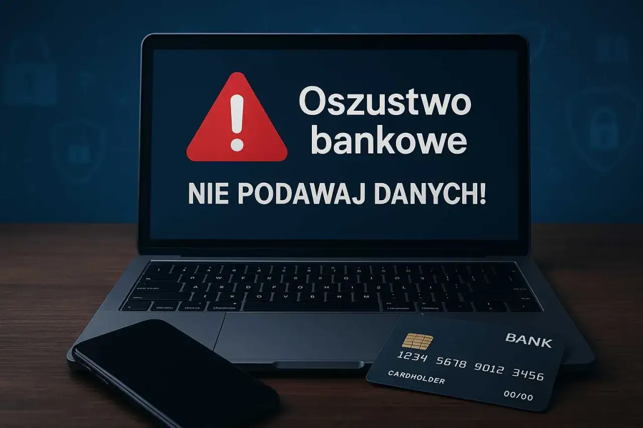 Ostrzeżenie na ekranie laptopa: 